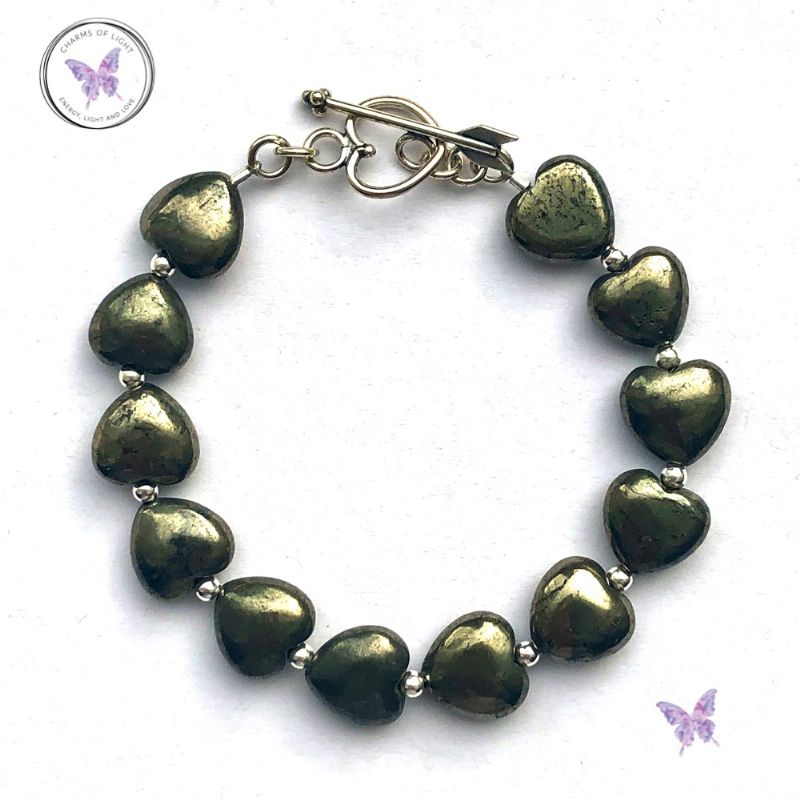 Pyrite Hearts Healing Bracelet